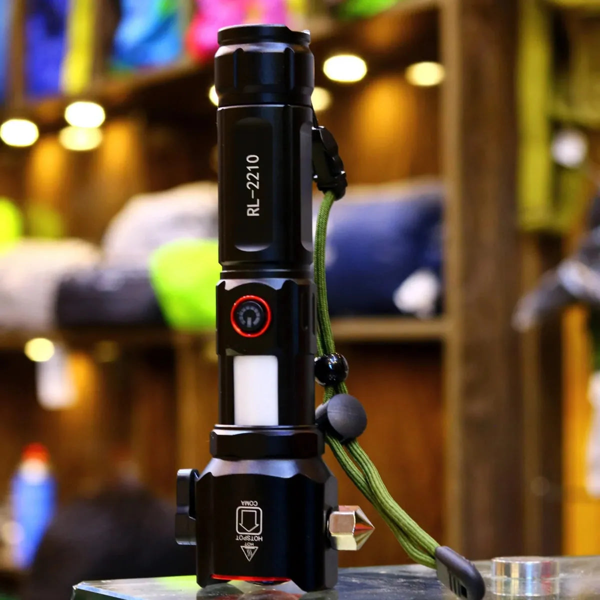 RL-2210 Rechargeable LED Emergency Flashlight 1KM Range | USB Torch with Side Work Light