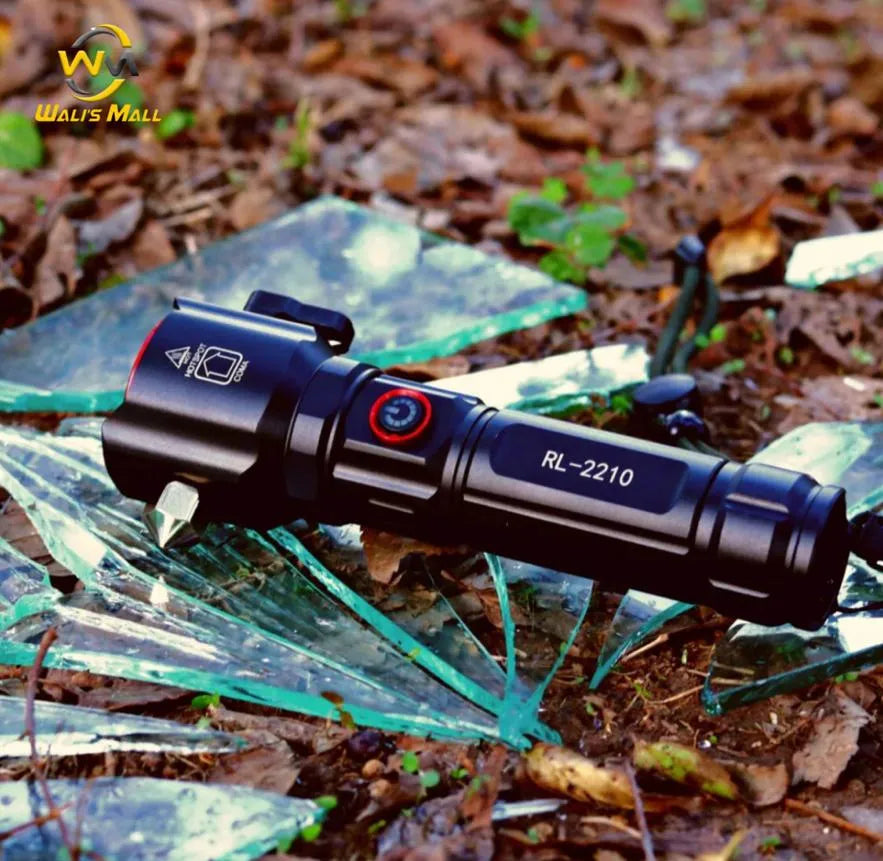 RL-2210 Rechargeable LED Emergency Flashlight 1KM Range | USB Torch with Side Work Light