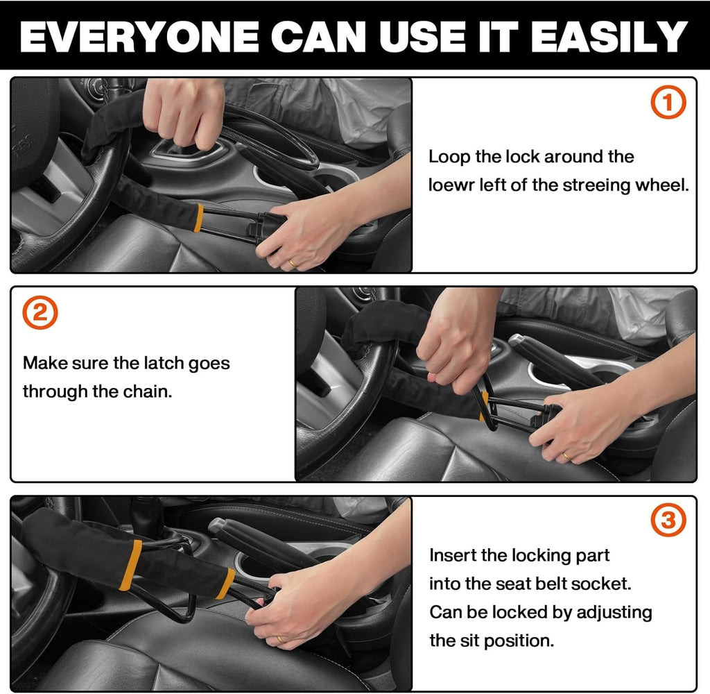 Seat Belt Streeing Whell Lock - Quick Locking Anti Theft Lock