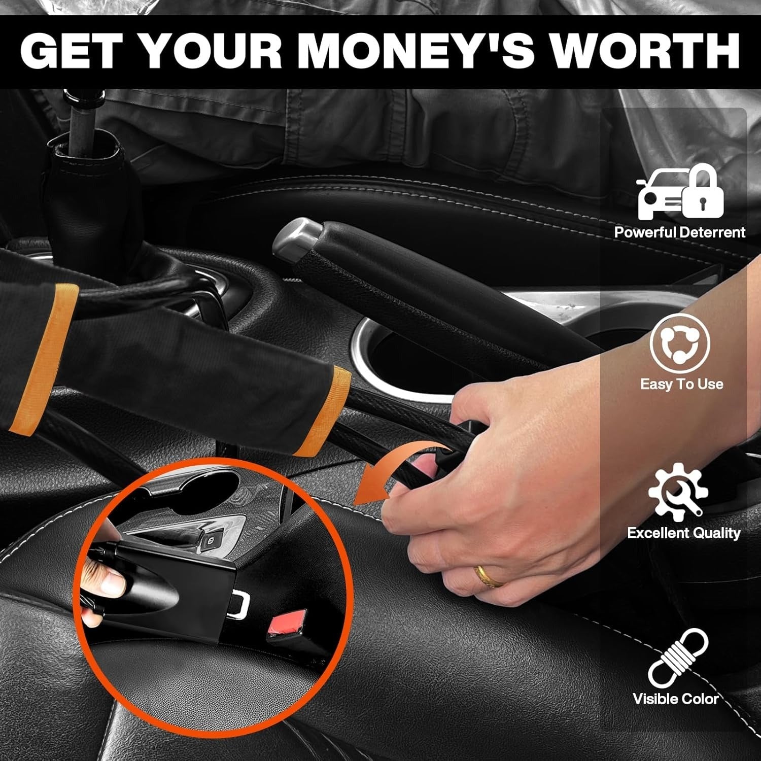 Seat Belt Streeing Whell Lock - Quick Locking Anti Theft Lock