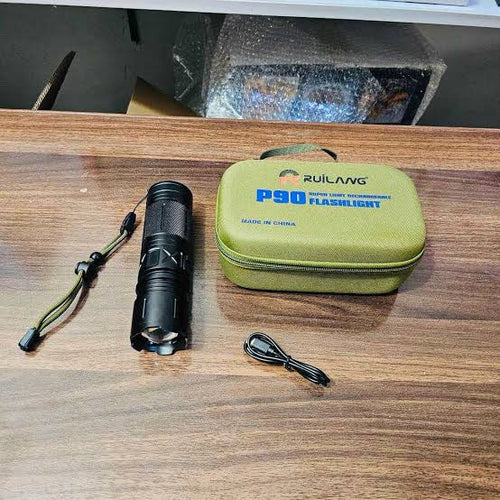 P90 Waterproof Rechargeable LED Emergency Flashlight 2KM Range