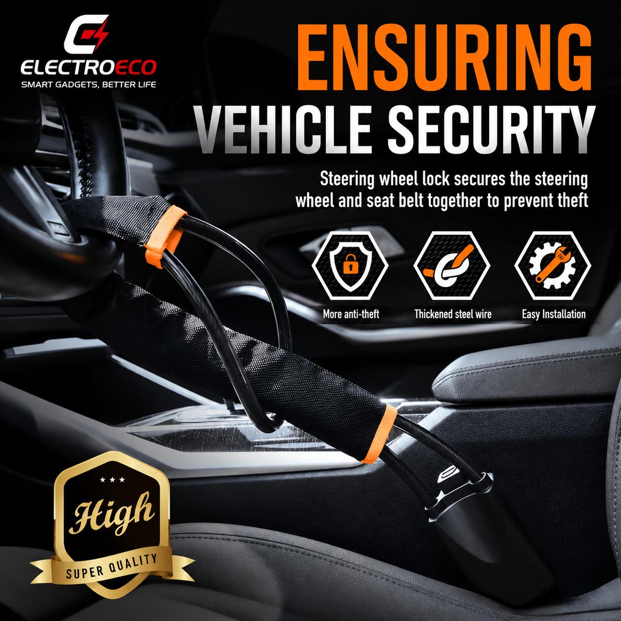Seat Belt Streeing Whell Lock - Quick Locking Anti Theft Lock