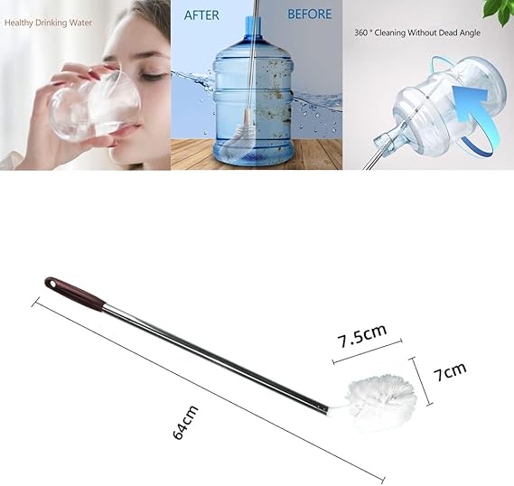 19 Litre Water Bottle Cleaning Brush Adjustable Long Handle 40 to 60cm Deep Cleaning Brush for Gallon Bottles (Random Color)